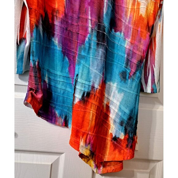 Jess & Jane Women's M Multicolor Long Sleeve Hi-Lo Hem Round Neck - Picture 7 of 8